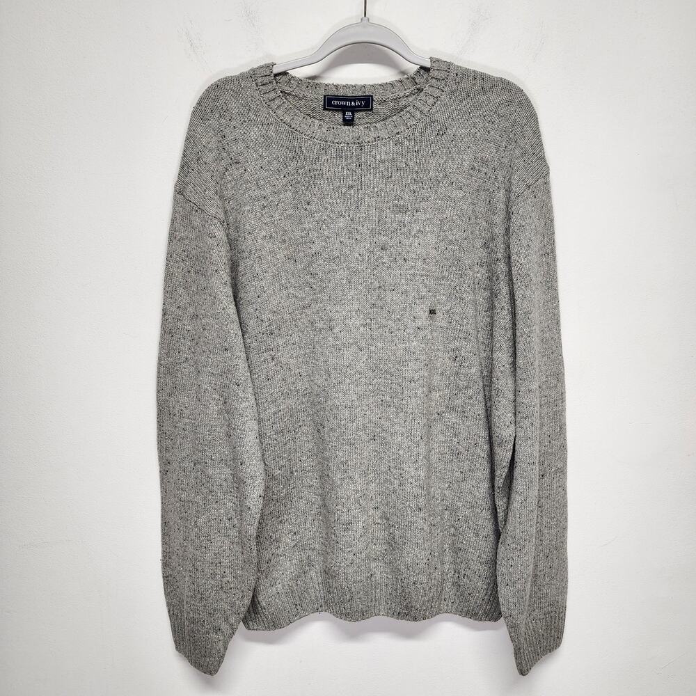 Crown & Ivy Mens Gray Crewneck Sweater Size XXL Cotton Blend Casual Classic